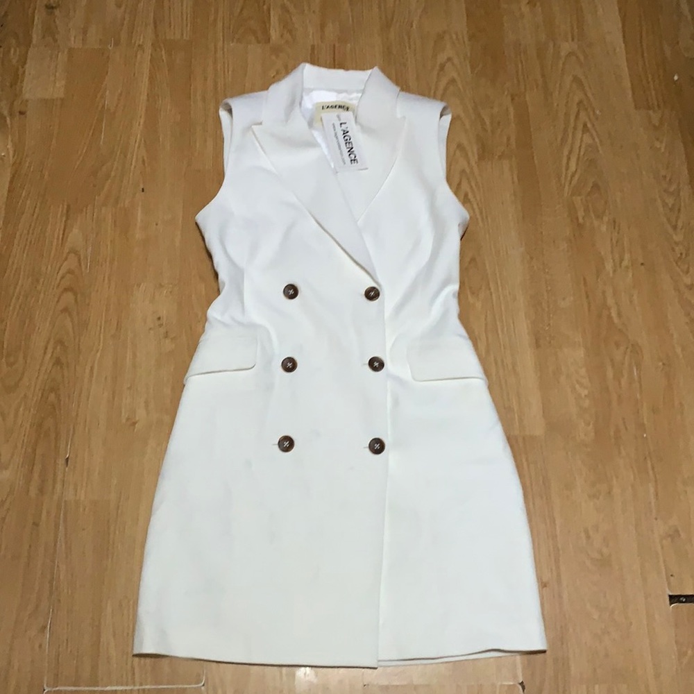Lagence white short dress with buttons